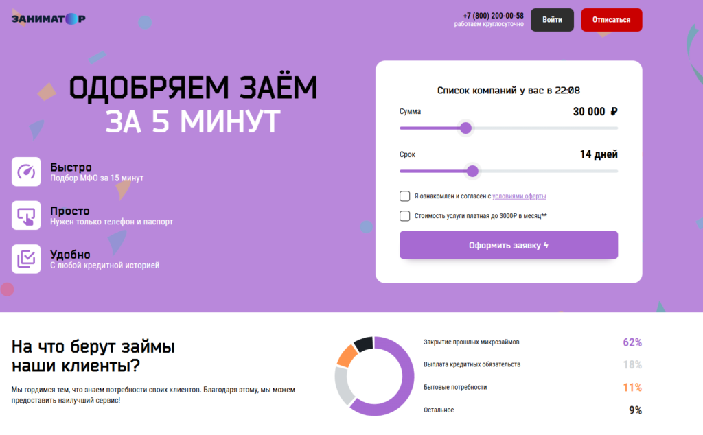 zaemchik отписаться от платных услуг через сайт